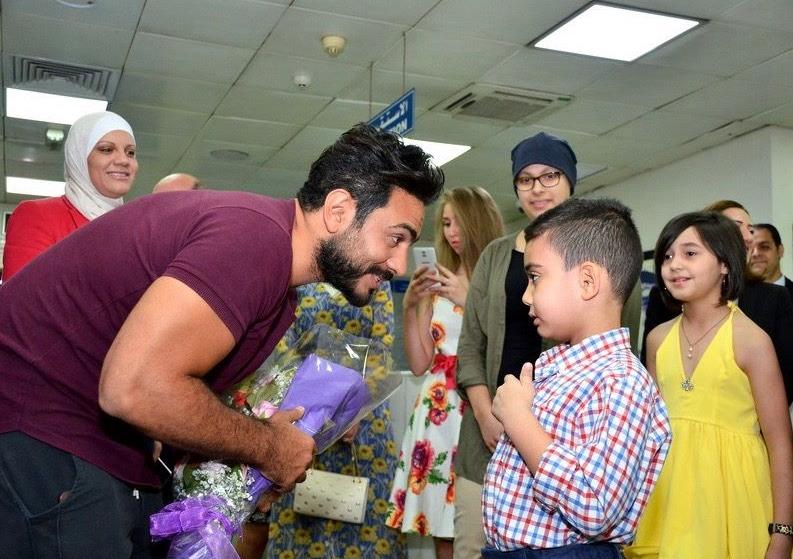 سمو الأميرة غيداء طلال تستقبل الفنان المصري تامر حسني في مركز الحسين للسرطان 